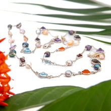 Load image into Gallery viewer, READY TO SHIP Bezel Set Semi Precious Stone & Freshwater Pearl Necklace Strand - 925 Sterling Silver FJD$