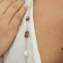 Load image into Gallery viewer, READY TO SHIP Bezel Set Semi Precious Stone & Freshwater Pearl Necklace Strand - 925 Sterling Silver FJD$