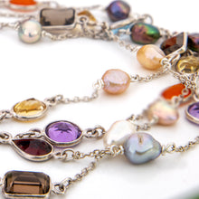 Load image into Gallery viewer, READY TO SHIP Bezel Set Semi Precious Stone & Freshwater Pearl Necklace Strand - 925 Sterling Silver FJD$