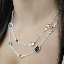 Load image into Gallery viewer, CONTACT US TO RECREATE THIS SOLD OUT STYLE Bezel Set Semi Precious Stone Necklace Strand - 925 Sterling Silver FJD$