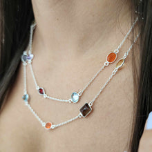 Load image into Gallery viewer, CONTACT US TO RECREATE THIS SOLD OUT STYLE Bezel Set Semi Precious Stone Necklace Strand - 925 Sterling Silver FJD$