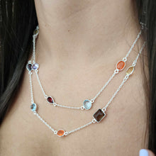 Load image into Gallery viewer, CONTACT US TO RECREATE THIS SOLD OUT STYLE Bezel Set Semi Precious Stone Necklace Strand - 925 Sterling Silver FJD$