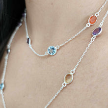 Load image into Gallery viewer, CONTACT US TO RECREATE THIS SOLD OUT STYLE Bezel Set Semi Precious Stone Necklace Strand - 925 Sterling Silver FJD$