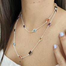 Load image into Gallery viewer, CONTACT US TO RECREATE THIS SOLD OUT STYLE Bezel Set Semi Precious Stone Necklace Strand - 925 Sterling Silver FJD$