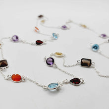 Load image into Gallery viewer, CONTACT US TO RECREATE THIS SOLD OUT STYLE Bezel Set Semi Precious Stone Necklace Strand - 925 Sterling Silver FJD$