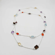 Load image into Gallery viewer, CONTACT US TO RECREATE THIS SOLD OUT STYLE Bezel Set Semi Precious Stone Necklace Strand - 925 Sterling Silver FJD$