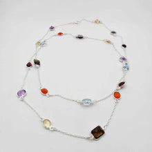 Load image into Gallery viewer, CONTACT US TO RECREATE THIS SOLD OUT STYLE Bezel Set Semi Precious Stone Necklace Strand - 925 Sterling Silver FJD$
