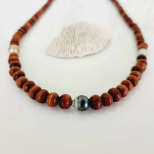 Load image into Gallery viewer, CONTACT US TO RECREATE THIS SOLD OUT STYLE Civa Fiji Pearl Wooden Bead Necklace - 925 Sterling Silver FJD$