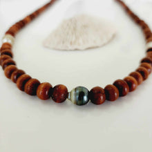 Load image into Gallery viewer, CONTACT US TO RECREATE THIS SOLD OUT STYLE Civa Fiji Pearl Wooden Bead Necklace - 925 Sterling Silver FJD$