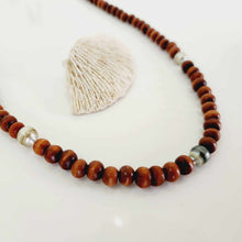 Load image into Gallery viewer, CONTACT US TO RECREATE THIS SOLD OUT STYLE Civa Fiji Pearl Wooden Bead Necklace - 925 Sterling Silver FJD$