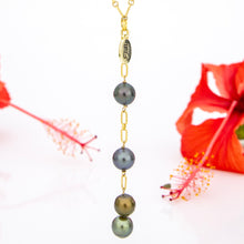 Load image into Gallery viewer, READY TO SHIP Fiji Saltwater Pearl Trio Lariat Y-Necklace - 14k Gold Fill FJD$