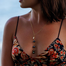 Load image into Gallery viewer, READY TO SHIP Fiji Saltwater Pearl Trio Lariat Y-Necklace - 14k Gold Fill FJD$