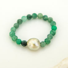 Load image into Gallery viewer, READY TO SHIP Keshi Pearl Stretch Ring with bead detail FJD$