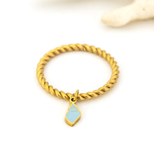 Load image into Gallery viewer, Twisted Rope Ring with Charm - Gold Plated FJD$