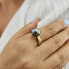 Load image into Gallery viewer, CONTACT US TO RECREATE THIS SOLD OUT STYLE Wide Band Pearl Ring with Graded Fiji Saltwater Pearl - 9k Solid Gold FJD$
