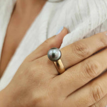 Load image into Gallery viewer, CONTACT US TO RECREATE THIS SOLD OUT STYLE Wide Band Pearl Ring with Graded Fiji Saltwater Pearl - 9k Solid Gold FJD$
