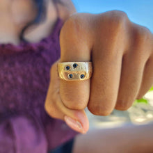 Load image into Gallery viewer, READY TO SHIP - Signet Ring with Sapphires- 9k Solid Gold FJD$