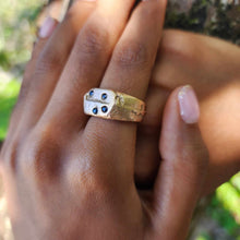 Load image into Gallery viewer, READY TO SHIP - Signet Ring with Sapphires- 9k Solid Gold FJD$