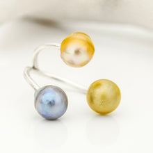 Load image into Gallery viewer, READY TO SHIP Civa Fiji Saltwater Pearl Trio Ring - 925 Sterling Silver FJD$