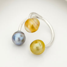 Load image into Gallery viewer, READY TO SHIP Civa Fiji Saltwater Pearl Trio Ring - 925 Sterling Silver FJD$