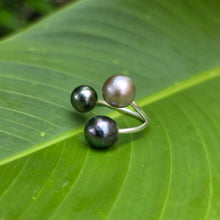 Load image into Gallery viewer, READY TO SHIP Civa Fiji Saltwater Pearl Trio Ring - 925 Sterling Silver FJD$