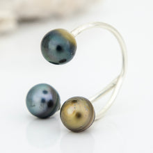 Load image into Gallery viewer, READY TO SHIP Civa Fiji Saltwater Pearl Trio Ring - 925 Sterling Silver FJD$