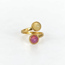 Load image into Gallery viewer, Adjustable gold plated stainless steel ring with recycled ocean plastic set in resin