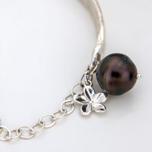 Load image into Gallery viewer, READY TO SHIP Civa Fiji Pearl Organic Cast Bracelet with Frangipani charm - 925 Sterling Silver FJD$
