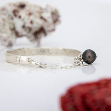 Load image into Gallery viewer, READY TO SHIP Civa Fiji Pearl Organic Cast Bracelet with Frangipani charm - 925 Sterling Silver FJD$