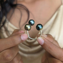 Load image into Gallery viewer, READY TO SHIP Civa Fiji Saltwater Pearl Trio Ring - 925 Sterling Silver FJD$