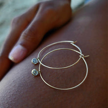 Load image into Gallery viewer, READY TO SHIP - Zirconia Charm Hoop Earrings - 14k Gold Fill FJD$