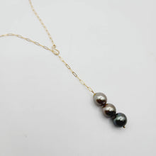 Load image into Gallery viewer, CONTACT US TO RECREATE THIS SOLD OUT STYLE Triple Graded Pearl Charm Lariat Y-Necklace - 14k Gold Fill FJD$