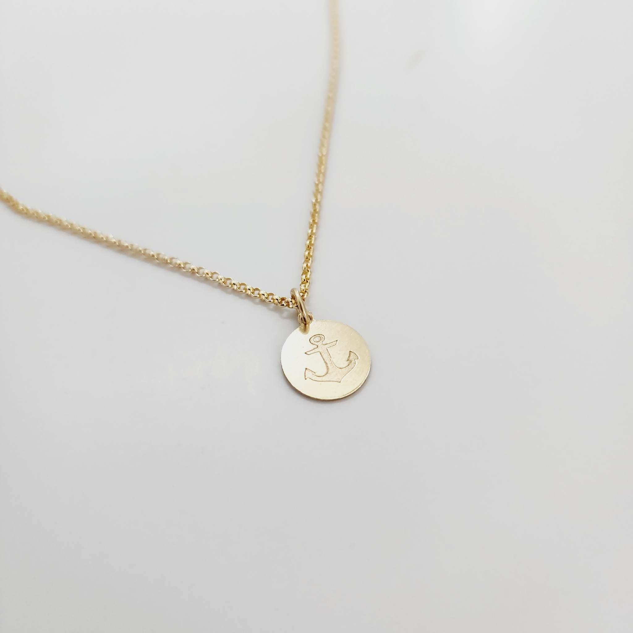 CUSTOM ENGRAVABLE Anchor Charm Necklace 14k Gold Fill FJD