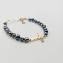 Load image into Gallery viewer, READY TO SHIP Freshwater Pearl Cross Bracelet - 14k Gold Fill FJD$ - Adorn Pacific - All Products