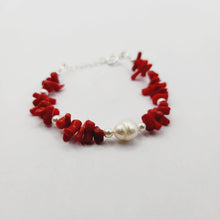 Load image into Gallery viewer, READY TO SHIP Freshwater Pearl Red Coral Bracelet - FJD$ - Adorn Pacific - All Products