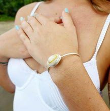 Load image into Gallery viewer, READY TO SHIP Bezel Set Shell Bangle Cuff - 925 Sterling Silver FJD$ - Adorn Pacific - All Products