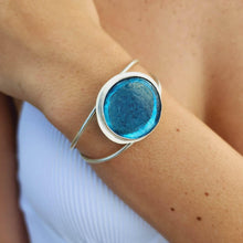 Load image into Gallery viewer, READY TO SHIP Adorn Pacific x Hot Glass Blue Bezel Set Cuff - 925 Sterling Silver FJD$ - Adorn Pacific - Bracelets