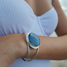 Load image into Gallery viewer, READY TO SHIP Adorn Pacific x Hot Glass Blue Bezel Set Cuff - 925 Sterling Silver FJD$ - Adorn Pacific - Bracelets