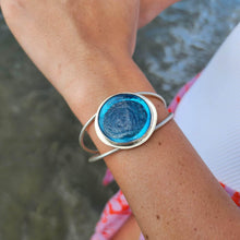 Load image into Gallery viewer, READY TO SHIP Adorn Pacific x Hot Glass Blue Bezel Set Cuff - 925 Sterling Silver FJD$ - Adorn Pacific - Bracelets
