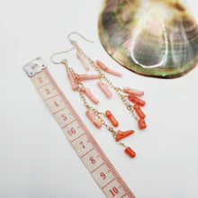Load image into Gallery viewer, READY TO SHIP Drop Earrings with ombre Coral - 14k Gold Fill FJD$ - Adorn Pacific - Earrings