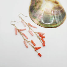 Load image into Gallery viewer, READY TO SHIP Drop Earrings with ombre Coral - 14k Gold Fill FJD$ - Adorn Pacific - Earrings