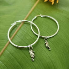 Load image into Gallery viewer, READY TO SHIP Hoop Earrings with Seahorse Charms - 925 Sterling Silver FJD$ - Adorn Pacific - Earrings