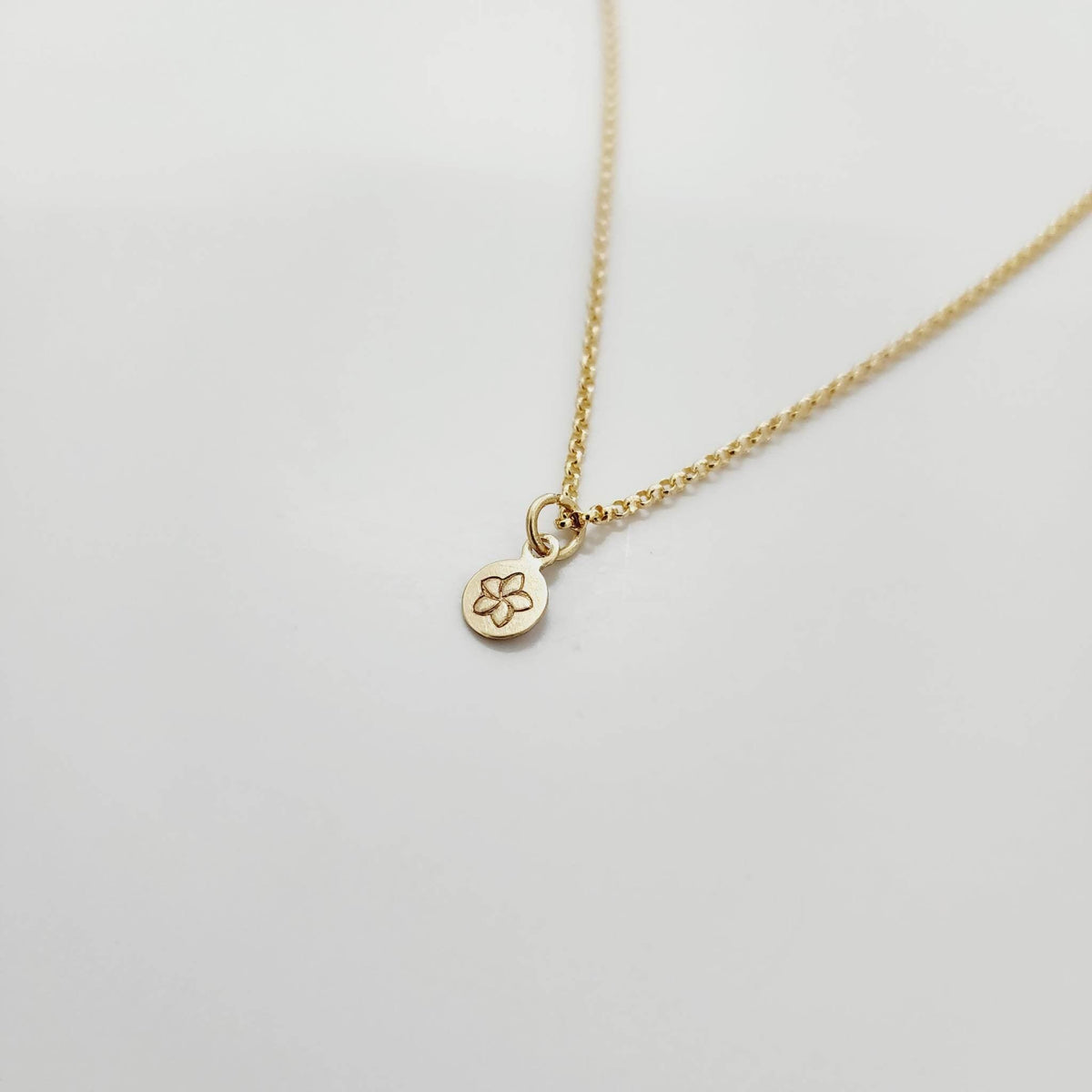 CUSTOM ENGRAVABLE Frangipani Charm Necklace 14k Gold Fill FJD