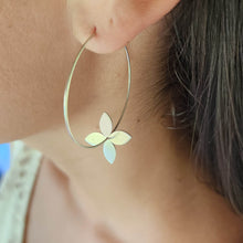 Load image into Gallery viewer, Flower Hoop Earrings Large - 925 Sterling Silver FJD$