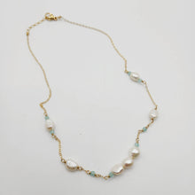 Load image into Gallery viewer, READY TO SHIP Freshwater Pearl & Faceted Glass Beads Necklace in 14k Gold Fill - FJD$