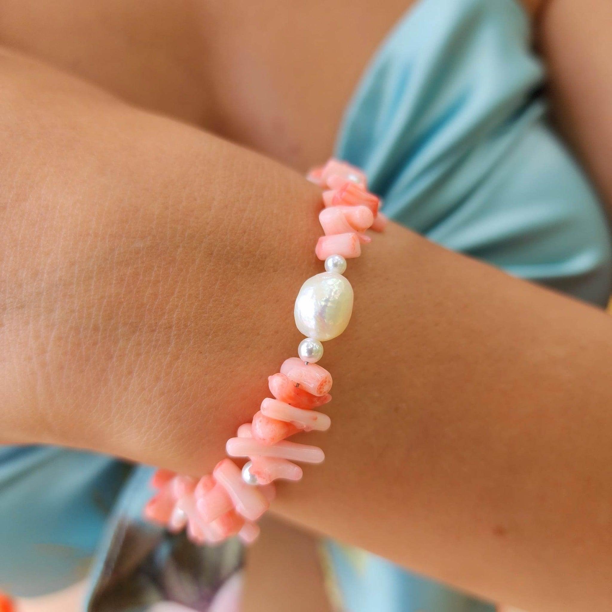 Pink coral bracelet shop