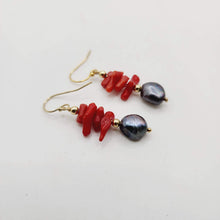Load image into Gallery viewer, READY TO SHIP Red Coral & Freshwater Pearl Earrings - 14k Gold Fill FJD$ - Adorn Pacific - All Products