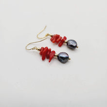 Load image into Gallery viewer, READY TO SHIP Red Coral & Freshwater Pearl Earrings - 14k Gold Fill FJD$ - Adorn Pacific - All Products
