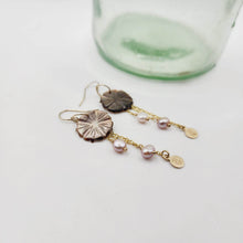 Load image into Gallery viewer, READY TO SHIP Mother of Pearl Drop Earrings with Freshwater Pearls in 14k Gold Fill - FJD$