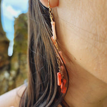 Load image into Gallery viewer, READY TO SHIP Drop Earrings with ombre Coral - 14k Gold Fill FJD$ - Adorn Pacific - Earrings